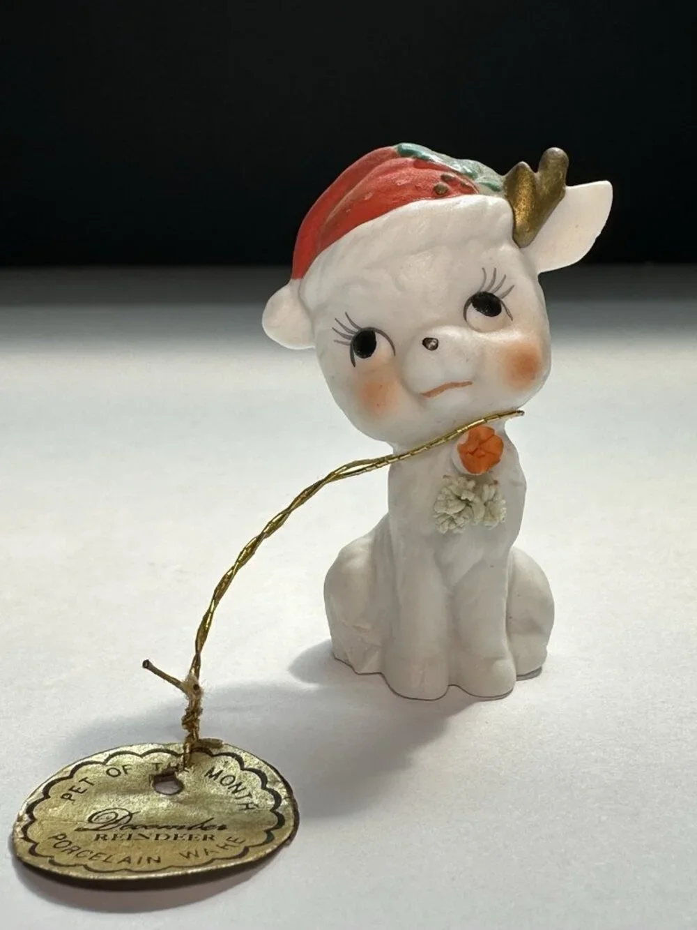 Napcoware Christmas Reindeer Figurine Pet Of The Month December Tag Japan 9879
